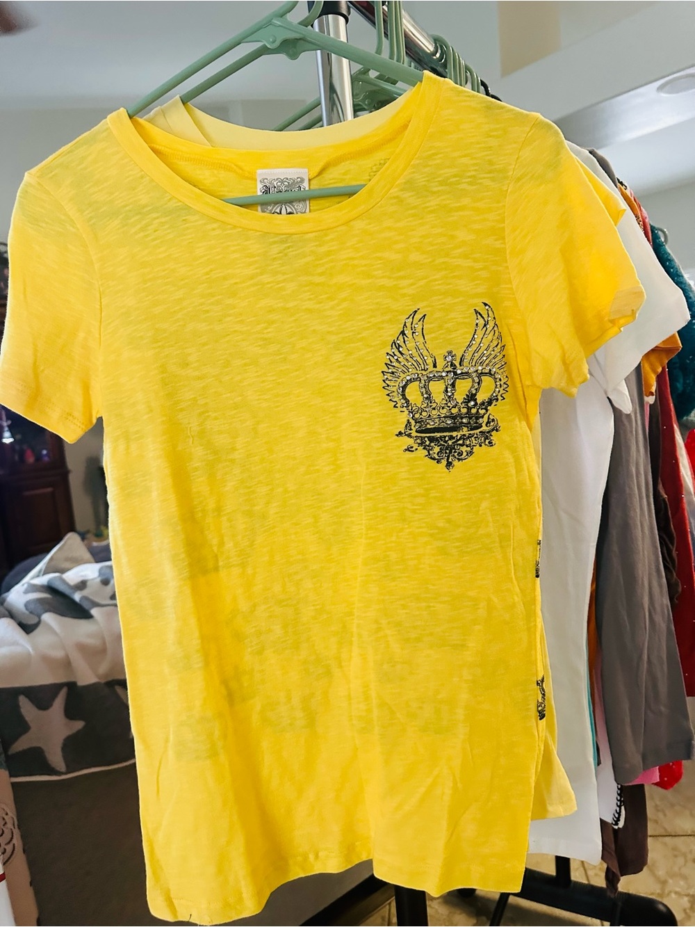 Women’s fitted Yellow Crown Graphic Tee by Vocal